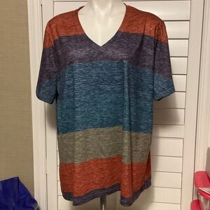 SHEIN Multicolor Striped Short Sleeve Tee